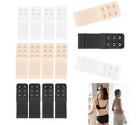 Hawfund Rallonge Soutien Gorge 2 Crochet,12pcs Extensions de Soutien,qui est doux à porter, Durable et Pas Facile à Casser,3 x 2 Crochets,Taille 9,7 x 3,2 cm,(4*noires, 4*blanches, 4*nues)
