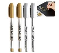 Hawfund Stylo or Doré Mariage，4PCS Stylo Doré Mariage， Feutres Permanents Brillants Pour Scrapbooking, DIY Album, Écriture, Dessin Et Calligraphie Sur Papier Noir Et Autres Surfaces (2Gold2Silver)