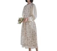 Hawholm Tablier grande taille pour femme avec poches croisées dans le dos pour femmes, tabliers pinafore pour femmes, tablier en coton et lin, 02-beige, taille unique