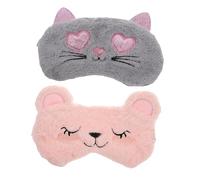 HAWILLOSCH 2pièces Masques De Sommeil Peluche Yeux Cartoon Couvre-yeux Et Cache-lumière Pour Sommeil Réparateur Pour Relaxation