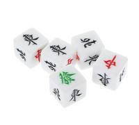 HAWILLOSCH 5 pièces Set de Dés de Mahjong Acrylique pour Direction du Vent Est Sud Ouest Nord Accessoires de Jeu de Société