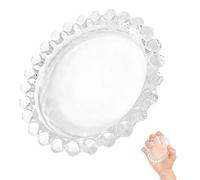 HAWILLOSCH Assiette Verre à Bord Perlé Transparente Plat Élégant pour Fruits Snacks et Service Compatible Micro-ondes et Lave-vaisselle