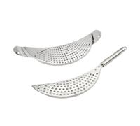 HAWILLOSCH Lot de 2 Passoires en Acier Inoxydable Forme Lune Égouttoir à Casseroles avec Poignée Ergonomique Filtre pour Pâtes et Légumes Compatible Différents Ustensiles Cuisine