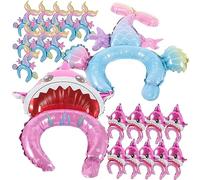 HAWILLOSCH Lot De 20 Bandeaux Gonflables En Aluminium Motif Requin Et Sirène Pour Fêtes Danniversaire Dadultes Garçons Et Filles
