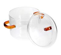 HAWILLOSCH Marmite en Verre Borosilicate 15 L Double Poignée Jaune Casserole Transparente pour Cuisson sur Cuisinière et Feu Ouvert pour Nouilles Ragoûts et Plats Mijotés