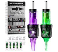 HAWINK Aiguille Tatouage 50 Pcs. Jetables #10 Bugpin Round Liner/Magnum 3RL 5RL 7RL 9RL 11RL 7RM 9RM 11RM 13RM 15RM d = 0,30 mm Professionnel Tattoo Supplies pour Débutants et Artistes EN20-FG-50KIT-K