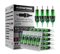 HAWINK Aiguille Tatouage 50 Pcs. Jetables Kit #10 Bugpin Round Liner 3RL 5RL 7RL 9RL 11RL Diamètre 0,30mm Professionnel Tattoo Supplies pour Débutants et Artistes EN20-FG-50KIT-R