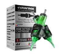 HAWINK Aiguille Tatouage 50 Pcs. Jetables Kit #12 Standard Round Liner 3RL 5RL 7RL 9RL 11RL Diamètre 0,35mm Professionnel Tattoo Supplies pour Débutants et Artistes EN20-FG-50KIT-E