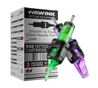 HAWINK Aiguille Tatouage 50 Pcs. Jetables Kit #12 Standard Round Liner und Round Magnum 3RL 5RL 7RL 7RM 9RM 15RM Diamètre 0,35mm Professionnel Tattoo Supplies pour Machine Tatouage EN20-FG-50KIT-U