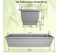 Hawita XXL Jardinière Venezia Rectangulaire avec Arrosage 60-100 cm