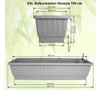Hawita XXL Jardinière Venezia Rectangulaire avec Arrosage 60-100 cm