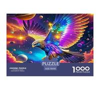 Hawk Flying Over Lake Under Crescent Moon Papier Durable Défi Cérébral Amusant, Adapté Aux Adultes À La Recherche De Loisirs Relaxants Et Gratifiants 70x50cm/1000pcs