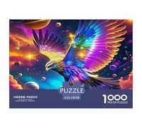 Hawk Flying Over Lake Under Crescent Moon Structure en Papier Durable Jeu Amusant Et Stimulant, Adapté Aux Adultes Et Adolescents Pendant Les Moments De Détente 52x38cm/1000pcs