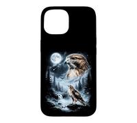 Hawk Howling at Moon Observateur d'oiseaux rétro des années 90 Coque pour iPhone 15