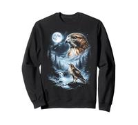 Hawk Howling at Moon Observateur d'oiseaux rétro des années 90 Sweatshirt