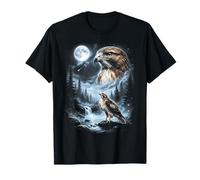 Hawk Howling at Moon Observateur d'oiseaux rétro des années 90 T-Shirt