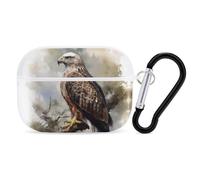 Hawk Sitting in The Tree Coque pour AirPods Pro avec anneau porte-clés - Coque rigide en polycarbonate pour AirPods Pro 2e génération - Ouverture facile - Style blanc