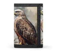 Hawk Sitting In The Tree Portefeuille à trois volets pour homme et femme Portefeuille fin à trois volets avec poche avant | Portefeuille polyvalent avec 8 porte-cartes de crédit, style, taille unique,