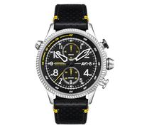 Avi8 Hawker Hunter, Duke Chronograph, Halton Montre Homme Analogique Quartz avec Bracelet Cuir AV-4080-01, Noir, Chronographe