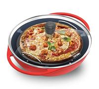 Hawkins Machine à pizza antiadhésive de 30 cm avec couvercle en verre, four à gaz, four à pizza, grille-pain, barbecue tandoor, moule à gâteau, rouge (PIZZA)