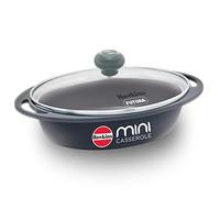 Hawkins Mini cocotte de 0,75 litre avec couvercle en verre, poêle ovale moulée sous pression pour cuisiner, réchauffer, servir et ranger, gris (DCG75G)