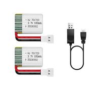 HAWK'S WORK 2 Pcs 3.7V Lipo Battery, 180 mAh Batterie Rechargeable au Lithium Polymère pour Avion RC Hélicoptère Drone Tous Les Modèles et Jouets (Connecteur XH2.54)