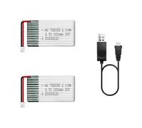 HAWK'S WORK 2 Pcs 3.7V Lipo Battery, 300 mAh Batterie Rechargeable au Lithium Polymère pour Avion RC Hélicoptère Drone Tous Les Modèles et Jouets (Connecteur PH1.25)
