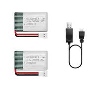 HAWK'S WORK 2 Pcs 3.7V Lipo Battery, 300 mAh Batterie Rechargeable au Lithium Polymère pour Avion RC Hélicoptère Drone Tous Les Modèles et Jouets (Connecteur XH2.54)