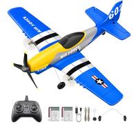 HAWK'S WORK 3 Canaux Avion RC P-51D Mustang, Avion Télécommandé Prêt à Voler, Gyro Stabilisateur 6 Axes 2,4GHz, Facile à Piloter pour Enfants et Débutants