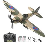 HAWK'S WORK Avion RC 3 Canaux Spitfire Fighter, Avion de Guerre Télécommandé Prêt à Voler, 2.4GHz 6-Axis Gyro Stabilizer, Facile à Piloter pour Les Enfants et Les Débutants