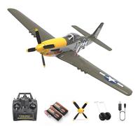 HAWK'S WORK Avion RC P-51D Mustang 500mm, Oiseau de Guerre Télécommandé 4 Canaux RTF, Moteur sans Balais Gyro 6 Axes 3 Modes de Vol, Facile à Piloter pour Débutants Garçons & Adultes