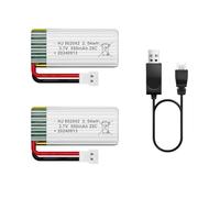 HAWK'S WORK Batterie LiPo 3.7V 550mAh, Pack de 2 Batteries Rechargeables au Lithium Polymère pour Avion RC Hélicoptère Drone Tous Modèles & Jouets (Connecteur MX2.0)