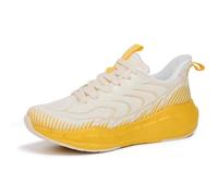 Hawkwell Cloud Zero Active Cushion Chaussures de randonnée respirantes pour femme Chaussures de tennis légères antidérapantes Baskets tendance, Beige et jaune., 38 EU