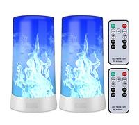 Hawofly Lampe LED à effet flamme,rechargeable par USB,bougies sans flamme,lumière LED bleue avec minuterie et télécommande,lanternes d'extérieur pour chambre à coucher,bar,fête,décoration d'intérieur