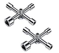 Hawpasy 2 PCS Clés Triangulaires Multifonctions 4 Voies, 5 Tailles 5/8/9/10/13mm, Clé Triangle Compteur EDF Poubelle Électrique Gaz Eau, Clé Pompier Triangle Universelle en Alliage de Zinc