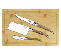 HAWS Laguiole Set de couteaux à fromage 3 pièces avec planche à découper