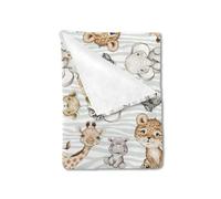 HawSkgFub Couverture polaire légère et moelleuse en flanelle douce et chaude pour enfant, garçon, fille, motif animaux de safari, jungle, éléphant, girafe, zèbre, lion, hippopotame - 152,4 x 203,2 cm