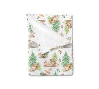 HawSkgFub Couverture pour bébé garçon et fille, motif animaux de la forêt, motif animaux de la forêt, renard en bois, ours en flanelle, neutre, douce, légère, pour nouveau-né, tout-petit, enfant, lit