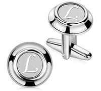 HAWSON Boutons de manchette classiques en argent avec initiales de A à Z pour homme, Métal