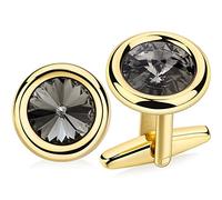 HAWSON Boutons de manchette pour homme avec cristaux Swarovski pour affaires formelles et mariages dans une boîte cadeau, Métal