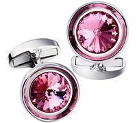 HAWSON Boutons de manchette pour homme - Cristal Swarovski multicolore - Boutons de manchette pour chemise française pour mariage régulier, Métal