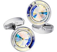 HAWSON Boutons de manchette pour homme - Cristal Swarovski multicolore - Boutons de manchette pour chemise française pour mariage régulier, Métal Métal Cristal