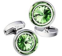 HAWSON Boutons de manchette pour homme - Cristal Swarovski multicolore - Boutons de manchette pour chemise française pour mariage régulier, Métal Métal Cristal