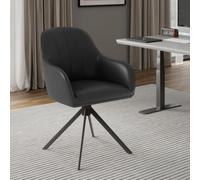 Hawthyhome Chaise de salle à manger pivotante avec accoudoir 1er Set | Chaise rembourrée avec coussin de 5 cm et pieds en métal | Chaise de cuisine moderne pour salle à manger, salon, bureau • Cuir PU