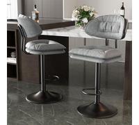 Hawthyhome Tabouret de Bar Lot de 2, Chaise de Cuisine, Tabouret Haut Réglable en Hauteur avec Double Rembourrage, Rotatif sur 360°, pour Bar Cuisine Comptoir Bureau