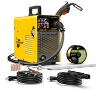 Haxiaoer 145A Poste a Souder Fil Fourré Sans Gaz, 3 en 1 Synergie Poste à Souder MIG (FCAW/MMA, ARC/Lift TIG), IGBT Poste a Souder Inverter avec Fil de 1.0mm, Démarrage à chaud, poussée d'arc, Jaune