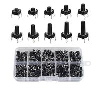 HAXIHA 10 Valeurs 250 Pièce Interrupteurs à bouton-poussoir tactiles,Boutons poussoirs tactiles Micro à 4 broches,Kit d'assortiment d'interrupteurs,bouton-poussoir momentanés(6mmx6mm)