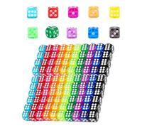 HAXIHA 100 Pièces Dés de Translucides Couleurs Jeu de Dés 14mm 6 Face Dés,Dés de Coin arrondis,10 Couleurs,6 Face Dés Jouer à des Jeux,Dés Jeux de Table ou l'enseignement des mathématiques