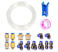 HAXIHA 15 Meter Clair Pneumatique Tuyau Air Comprimé,Polyuréthane PU Air Tuyau Kit 4mm OD x 2.5mm ID,avec 14 Connecteur Pneumatique (Y/T/L/I)