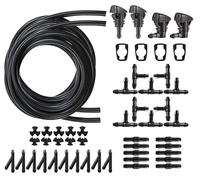 HAXIHA 2 Pièces 4m Kit de Tuyau Essuie Glace,Tuyau de Liquide de Lave-Glace,Durite Tuyau Essuie Glace Universel,Tuyau Flexible avec 30 Pièces Raccord de Tuyau(Type Y I T)+ 4 Pièces Buse D'essuie Glace